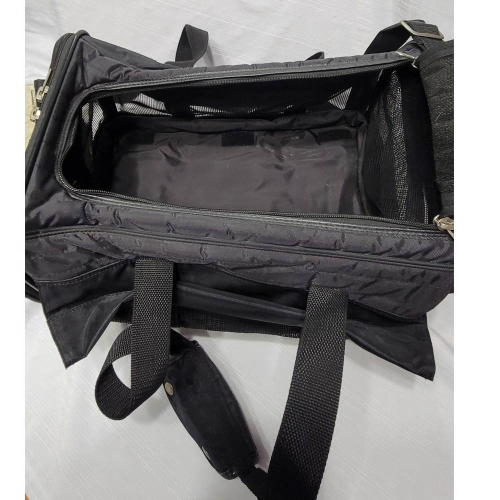 Pet Carrier Sherpa Ultimate On-the-Go Rolling Black Mesh Quilted Small Dog Cat